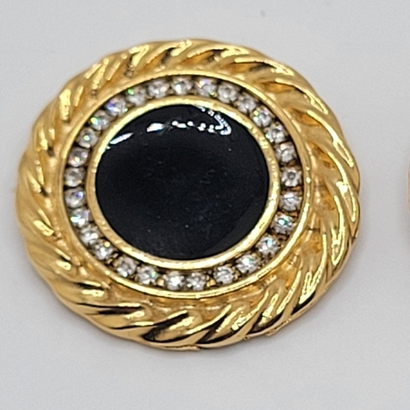 RARE FIND Bluette Made in France VINTAGE Signature Shoe Clips Black Oval Rosette - Picture 5 of 6